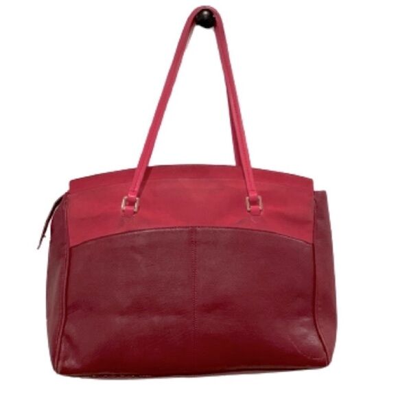 Cole Haan Reddington Leather & Suede Colorblock Tote – Red Hot Pink - Picture 3 of 13